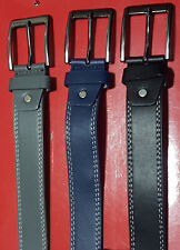 3 Cinture in pelle - Nera - Grigia - Blu Misure cm. 120 / 110 / 90 cm. Nuove
