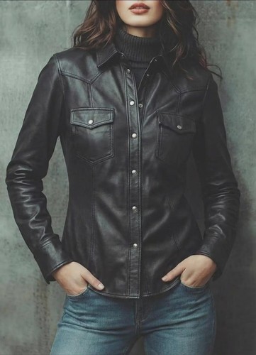 Giacca camicia vera pelle