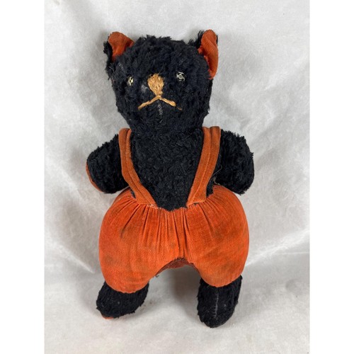 Antico peluche gatto nero lana