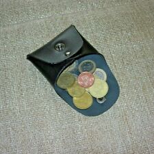 PORTA EURO PORTAMONETE BORSELLINO POCKET UNISEX ARTIGIANALE IN PELLE NERO