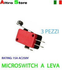MICRO SWITCH 3 PZ FINE CORSA INTERRUTORE PULSANTE DEVIATORE CON ROTELLA A LEVA 