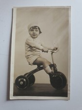 Foto D'epoca Triciclo Giordani Vintage Bambina Giocattolo Bici Bicicletta...