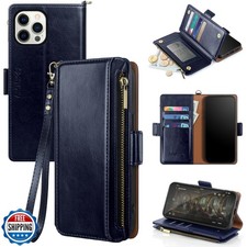 Custodia a Portafoglio Resistente Compatibile con iPhone 12 Pro Max,Blocco RFID Leat PU