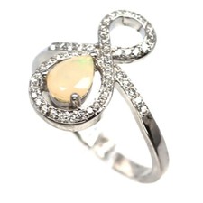 ANELLO IN ARGENTO PLACCATO IN ORO CON OPALI NATURALI MIS. 8,25