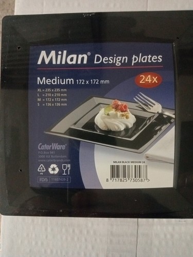 Piatto melanina nero - nero, pezzi