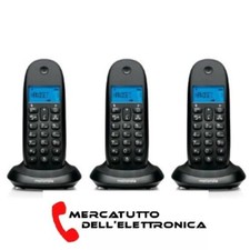 TELEFONO CORDLESS MOTOROLA C1001L  TRIO NERO RUBRICA 50 NUMERI  TIMER SVEGLIA