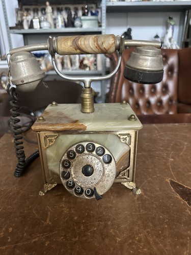 Vintage onyx and brass rotary - onyx,