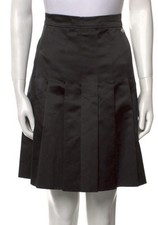 Autentica gonna di seta nera con logo Chanel CC 36