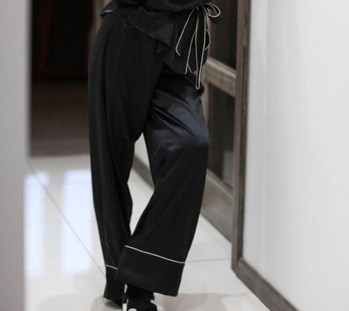 Pantalone zara donna seta nero - zara,