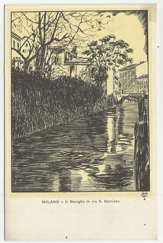 Antica cartolina milano con - milano,