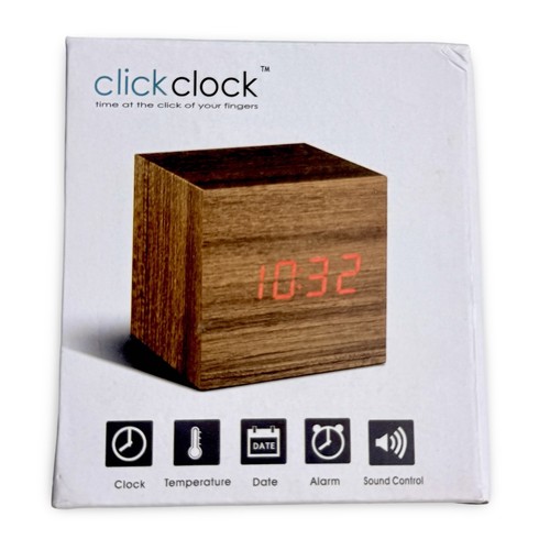 Click clock legno led sveglia - clock,