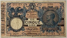 5 LIRE BIGLIETTO DI STATO