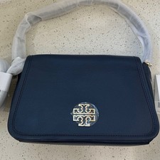 Borsa a tracolla Britten in pelle blu navy Tory Burch nuova con etichetta 