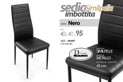 Sedia nera ecopelle - sedia,