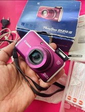 Canon PowerShot SX210 IS fotocamera digitale viola 14x con carica batteria.
