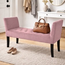 Panca rosa con piedi legno - rosa, in