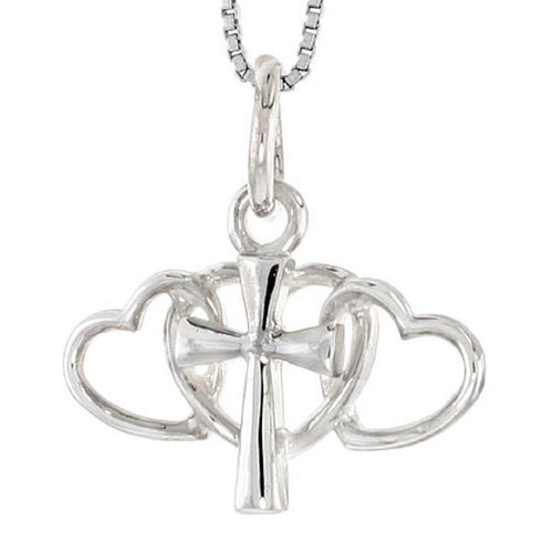 Ciondolo croce triplo cuore - croce,