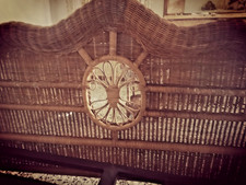 Letto matrimoniale in midollino intrecciato a mano