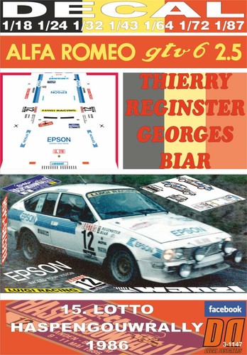 Decal alfa romeo alfetta - alfa, gtv6