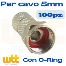 100pz Connettore F con ORING Spina F a Vite SATELLITARE e TV per Cavo 5mm