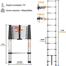 Scala telescopica alluminio 3,2 m
