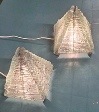 2 Lampade da tavolo scultorea a piramide in vetro, design anni '60