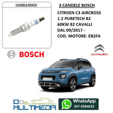 3 CANDELE BOSCH IRIDIUM CITROEN C3 AIRCROSS 1.2 PURETECH 60KW 82 CAVALLI
