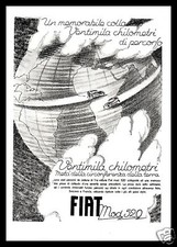 PUBBLICITA' 1928 AUTO FIAT MODELLO 520 GIRO DEL MONDO VELOCITA' 20000 CHILOMETRI