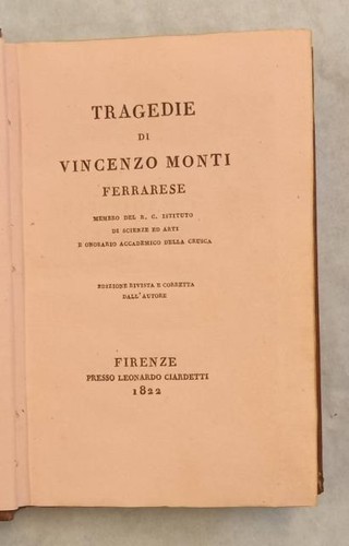 Monti vincenzo tragedie - monti, vincenzo.