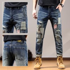 Jeans uomo blu denim gamba