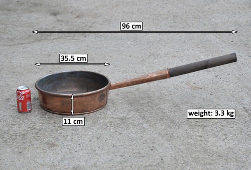 Antique copper pan large old