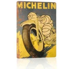 Insegna Targa Vintage Invecchiata Michelin 30x20cm in Metallo