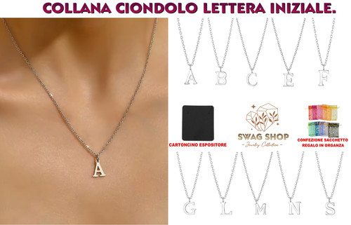 Collana con iniziale acciaio - con,