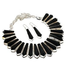 Collana + orecchini gioielli regalo matrimonio etnico pietra preziosa a forma...