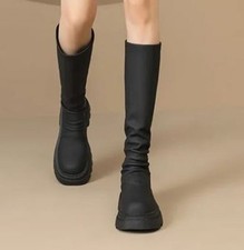 STIVALI ALTI NERI DONNA CERNIERA SUL POLPACCIO ECO PELLE MORBIDISSIMA 37,5 - 38