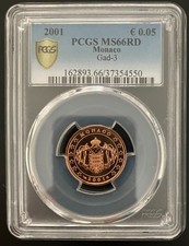 Monaco 5 Cent 2001 PCGS MS 66