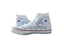 Converse Chuck Taylor sneakers alte pizzo bianco uncinetto EU 38 US wo's 7.5 UK