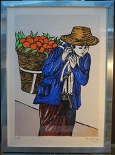 Mustapha YEHYA  GRAFICACON CORNICE CROMATA. RITRATTO- MANDARINI PROVA AUTORE