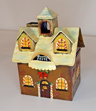 Casetta di Natale metallo contenitore regalo feste decoro portagioie