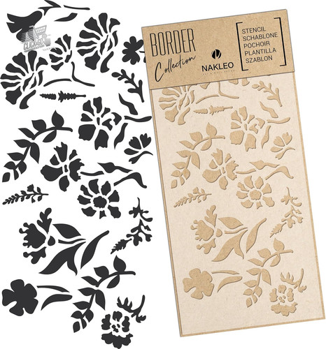 Stencil muro bordo fiori - stencil,
