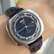 Orologio automatico uomo ELGIN vintage svizzero AS 1916 17Jewels UFO quadrante blu anni 70