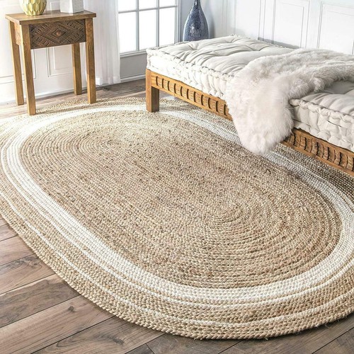 Rug jute oval beige natural - rug,