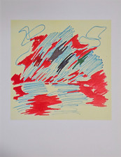 GIULIO TURCATO "Composizione segnica" OPERA LITOGRAFIA A COLORI per Bolaffi 1973