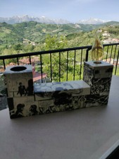 Lampada abat-jour legno contenitore a coperchio decupage Dylan Dog