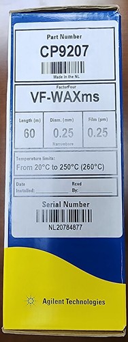Agilent cp9207 waxms gc - cp9207, vf-waxms