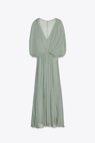 Abito drappeggiato zara verde - zara,