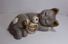 Raro Gatto THUN Resi con Uccellino Fuori Produzione Vecchia Lene cm 20