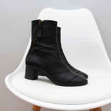 Stivali Chloe Lexi neri alla caviglia in pelle con doppia cerniera tacco a blocco EU38,5, US8, UK5,5