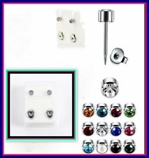1 paio orecchini/piercing sterili acciaio chirurgico strass vari colori