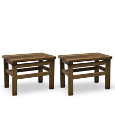 Set di 2 sgabelli bassi sgabellini panche poggiapiedi seduta in legno noce scuro